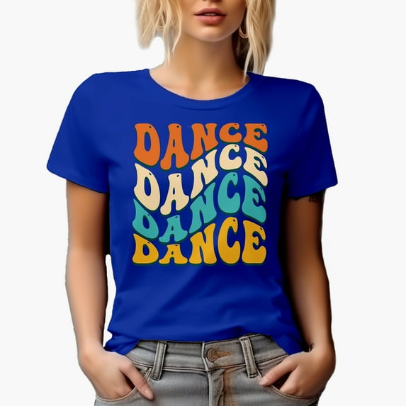 Dance, Dancing Passion or Dancer Themed, Groovy Retro Wavy Text Merch Gift, Royal Blue T-Shirt, Small