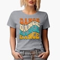 thumbnail image 1 of Dance, Dancing or Dancer Themed, Groovy Retro Wavy Text Merch Gift, Heather Grey T-Shirt, Large, 1 of 5