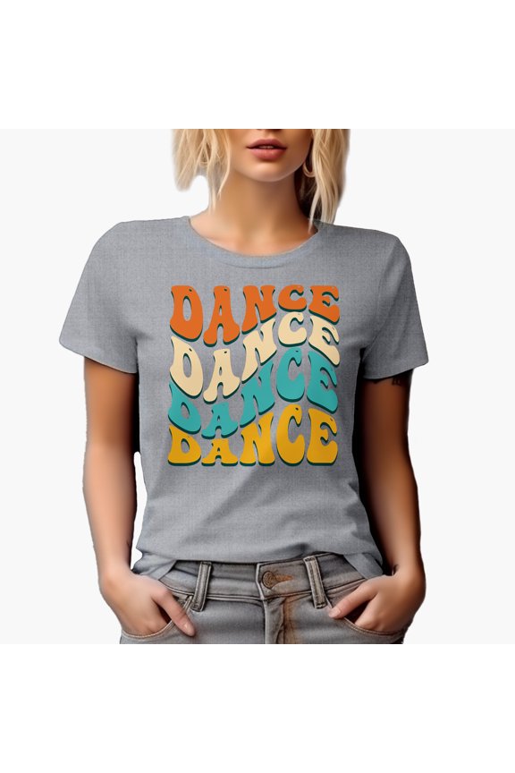 Dance, Dancing or Dancer Themed, Groovy Retro Wavy Text Merch Gift, Heather Grey T-Shirt, XL