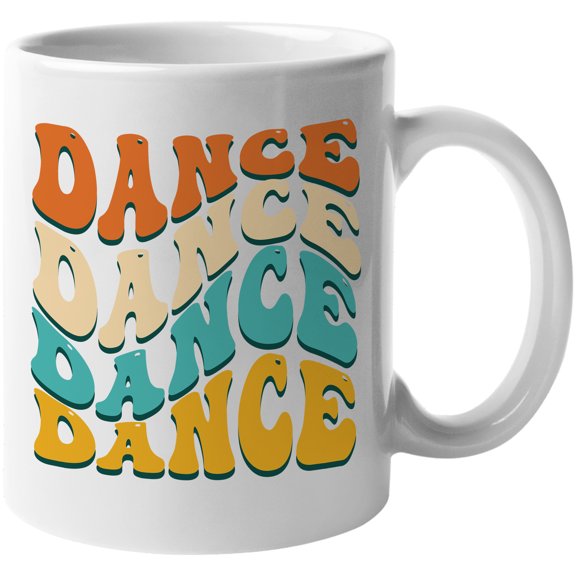 Dance, Dancing or Dancer Themed, Groovy Retro Wavy Text Merch Gift, White 11oz Ceramic Mug