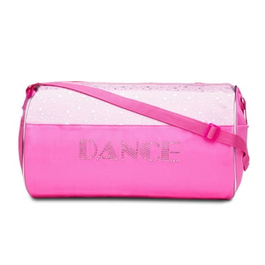 Dance Duffel Bag Pink and Clear with Silver Stars (13")