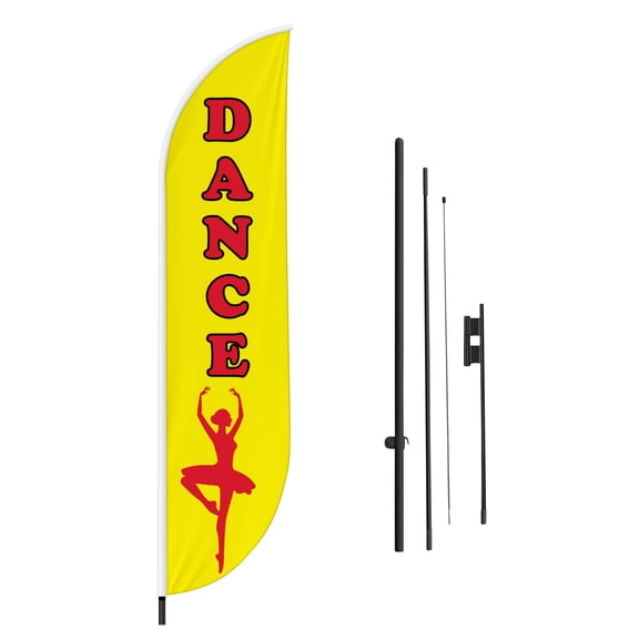 Dance Feather Flag(11.5Feetx2.5Feet) By Dreamcontroller For Business Outside With Optional Add-On Pole(15Feet) and Groundspike | Custom Swooper Flag | Made In Usa