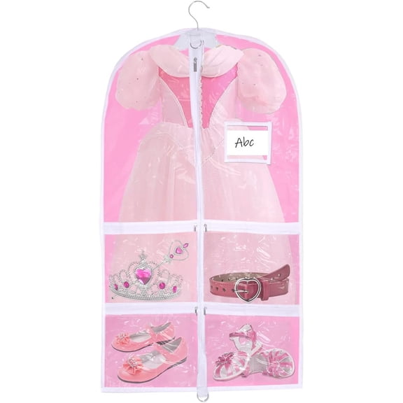Dance Garment Bag for Clothes,37 Inch PVC Travel Garment Bag with 3 Pockets for Dance Costumes,,Skating,Theatre,Beauty Pageants &