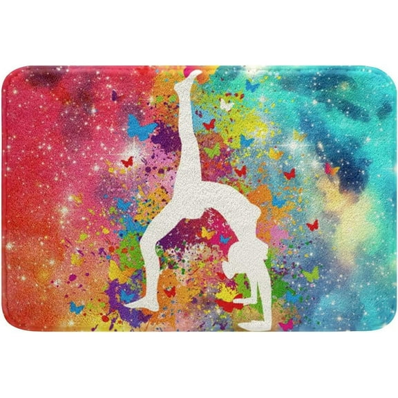 Dance Gymnastics Lovers Bath Mats for Bathroom,Colorful Galaxy Bathroom Mats Rugs Rainbow Butterfly Machine Washable Rug Carpets Floor Mat Bathroom Decorations 16x24 Inches for Bedroom Door Mat