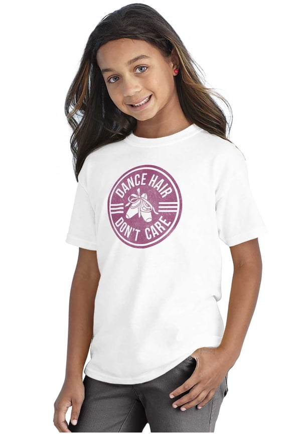 Dance Hair Dont Care Joke Ballet Barre Girls Kids T Shirt Tees Teen Brisco Brands X