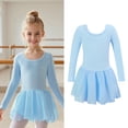 thumbnail image 1 of Dance Leotards for Girls Classic Long Sleeve Blue Girls Leotard with Glitter Skirt Kids Ballet Outfit Ballet Dress for Girls 5-6 Years, 1 of 7