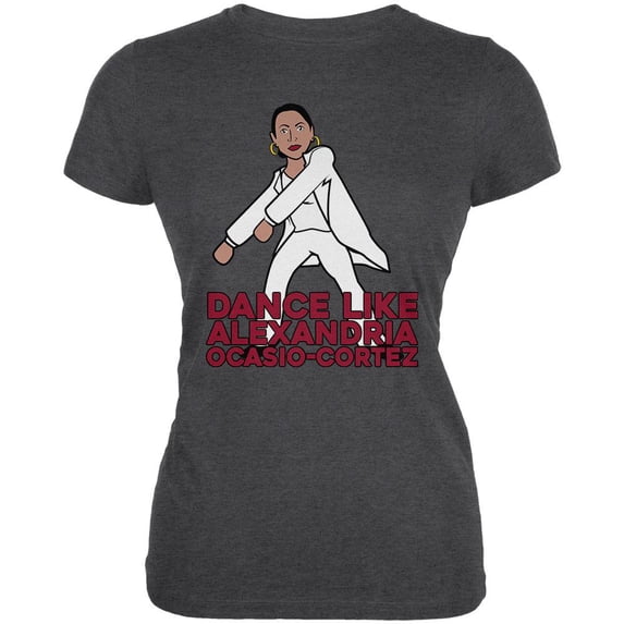 Dance Like Alexandria Ocasio Cortez Flossing Juniors Soft T Shirt Deep Heather 2XL
