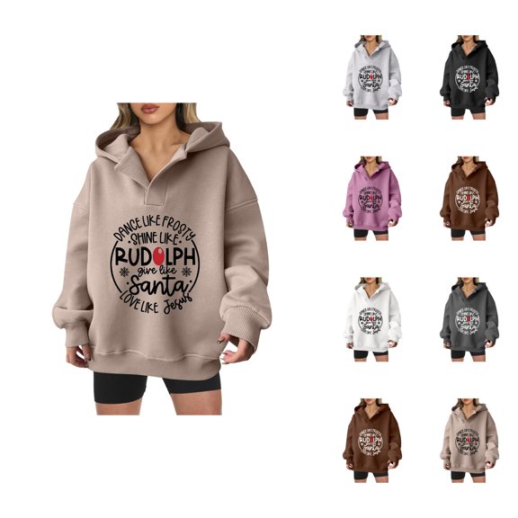 Dance Like Like Rudolph Santa Love Jesu Christmas Hoodies for Women Christian Pullover Sweatshirt