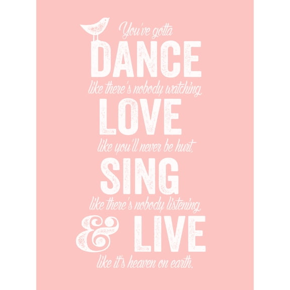 Dance Love Sing Live Blush Large Wall Art Print