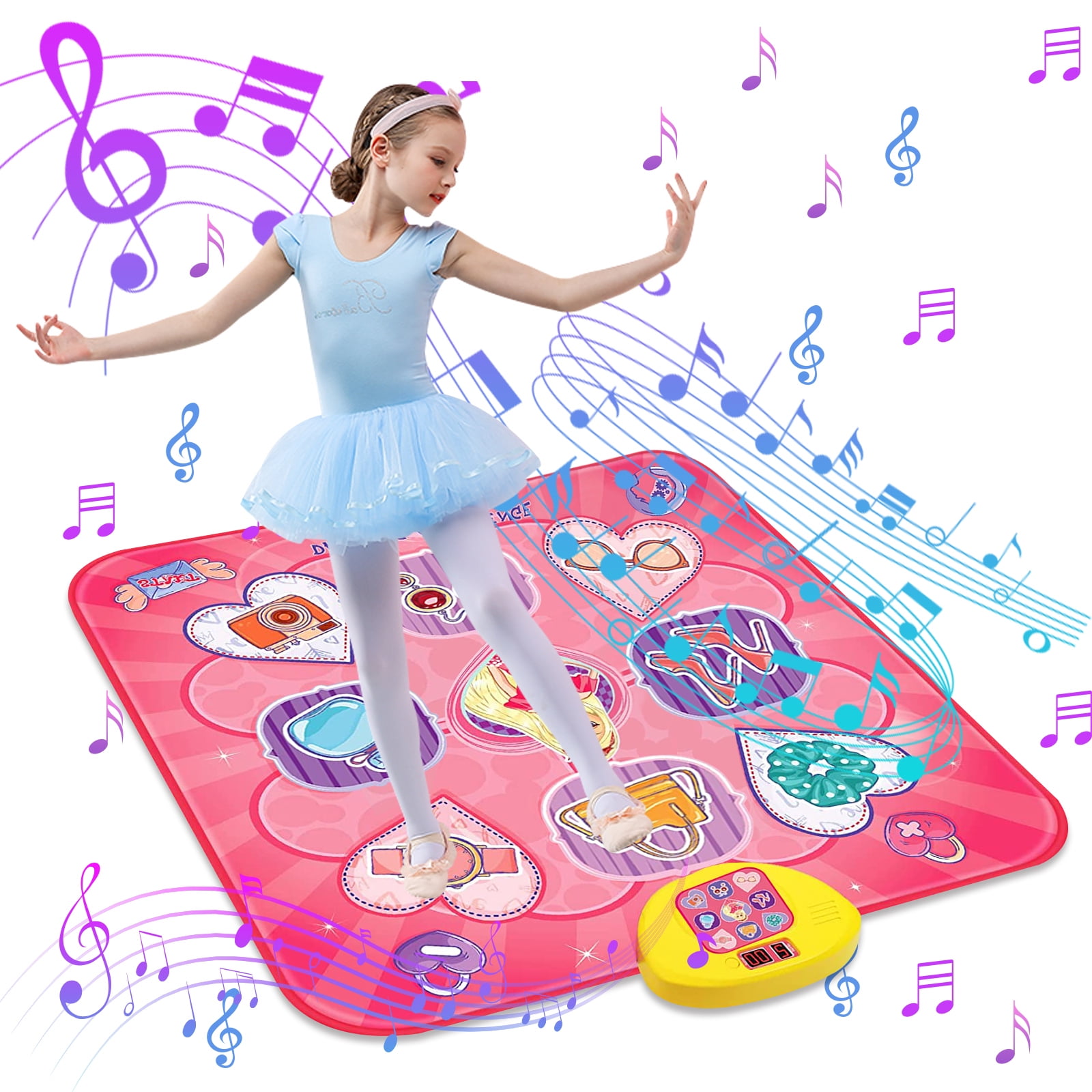Dance Mat, Electronic Musical Play Mats Pink Dance Pad with LED Lights