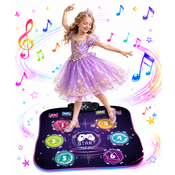 Bluetooth Electronic Dance Mat for Kids with Built-in Music, 5 Game Modes, LED Light-Up Keys, 7 Volume Levels, Interactive Dance Game, Birthday Christmas Gift for Girls Boys Ages 4-12