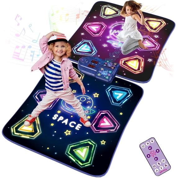 ANNKIE Dance Mat Toys for 3-12 Year Old Girls Boy,2 Players Dance Mat with Light-up 12 Buttons&5 Games Mode,Kids Dance Game Toy for Girl,Xmas Birthday Gifts for 4 5 6 7 8 9 10+ Year Old Girls Boys