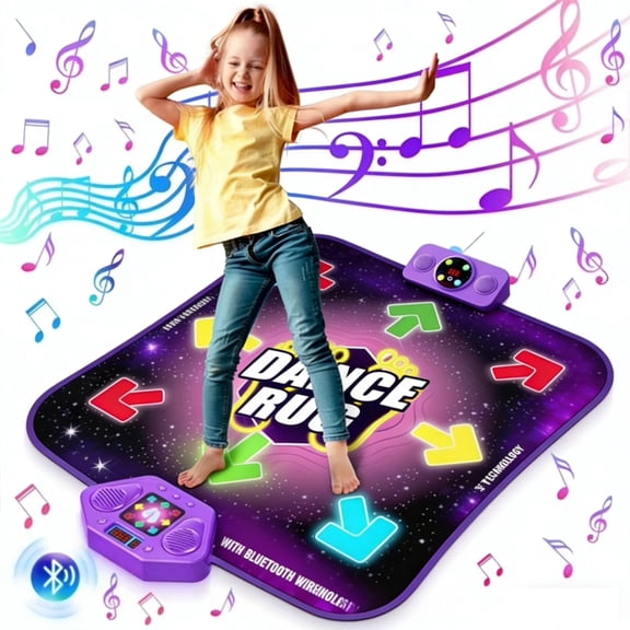 Dance Mat for Kids, Light up Dancing Pad with Wireless Bluetooth Music Game Mat, Birthday Gift for Girls & Boys Ages 3-6 Years Old
