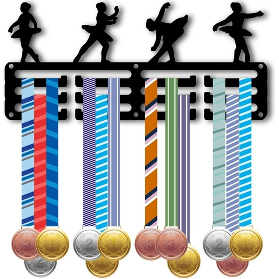 Dance Medal Hanger Dancer Medal Rack Small Iron Metal Ballet Sports Awards Storage Organizer Rack Wall Mounted Decor for Hanging 40+ Medals Dancing Ribbons Medalists 11.4x5.1 Inch for diy making