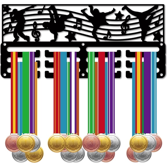 Dance Medal Holder Hip Hop Medal Hanger Display Rack Street Dance Sports Race Ribbons Organizer Awards Black Small Metal Hooks