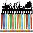 thumbnail image 1 of Dance Medal Holder Medal Hanger Display Rack Sports Hanging Athlete Awards Iron Small Wall Mount Decor with 14 Hooks Musical Note for Wall Home Badge Race Competition Medalist 11.4x5.1Inch, 1 of 7