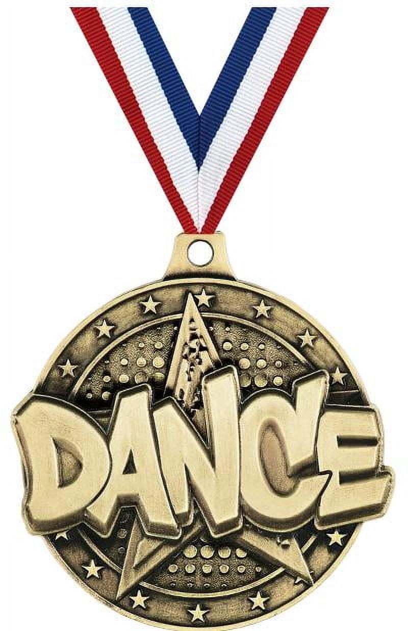 Dance Medals, 2" Gold Diecast Dance Medal Award 20 Pack