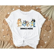 BLUEY.NAT Dance Mode T-Shirt, Bluey Family Shirt, Cartoon, Bluey Birthday Party Shirt, Bluey Bingo, Disney Bluey Gift, White Color