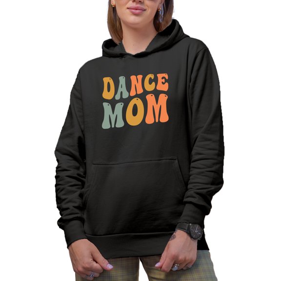 Dance Mom, Dancer Mother Themed, Groovy Retro Wavy Text Merch Gift, Black Hooded Sweatshirt or Hoodie, 3XL