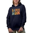 thumbnail image 1 of Dance Mom, Dancer Mother Themed, Groovy Retro Wavy Text Merch Gift, Navy Blue Hooded Sweatshirt or Hoodie, 2XL, 1 of 5