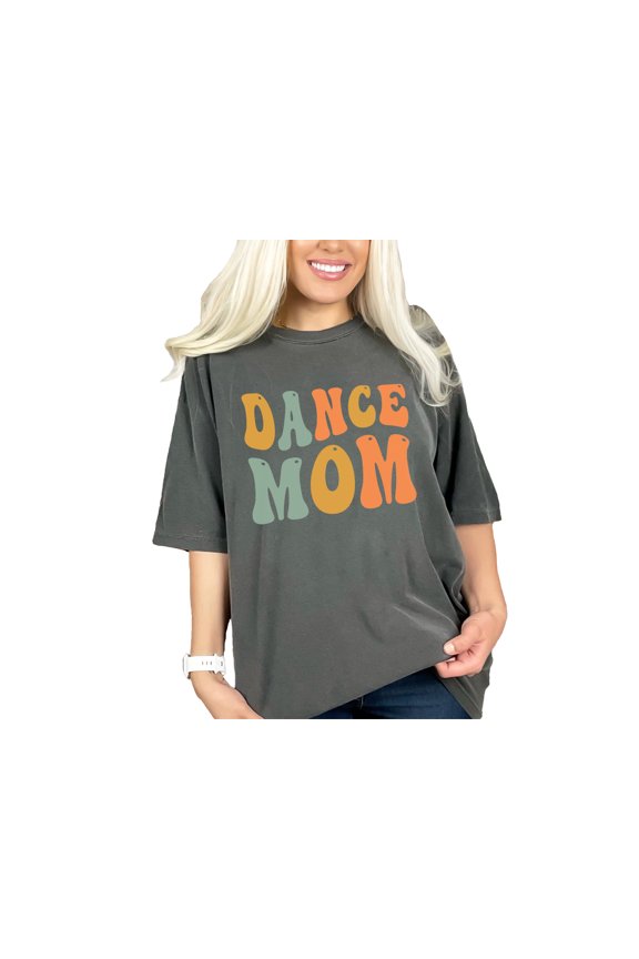 Dance Mom, Dancer Mother Themed, Groovy Retro Wavy Text, Pepper Comfort Colors T-Shirt, Medium