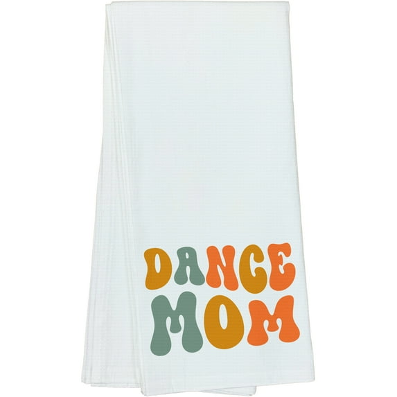 Dance Mom, Name for Dancer Mother, Mama or Mommy, Groovy Retro Wavy Text Merch Gift, Dish Towel, 16 x 25 IN