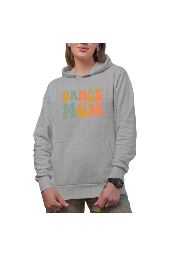 Dance Mom, Name for Dancer Mother, Mama or Mommy, Groovy Retro Wavy Text Merch Gift, Heather Grey Hooded Sweatshirt or Hoodie, XL