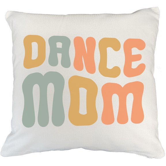 Dance Mom, Name for Dancer Mother or Mama, Groovy Retro Wavy Text Merch Gift, White Pillow Case 20X20 IN