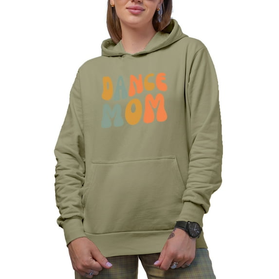 Dance Mom, Title for Dancer Mother, Mama or Mommy, Groovy Retro Wavy Text Merch Gift, Sand Hooded Sweatshirt or Hoodie, 2XL