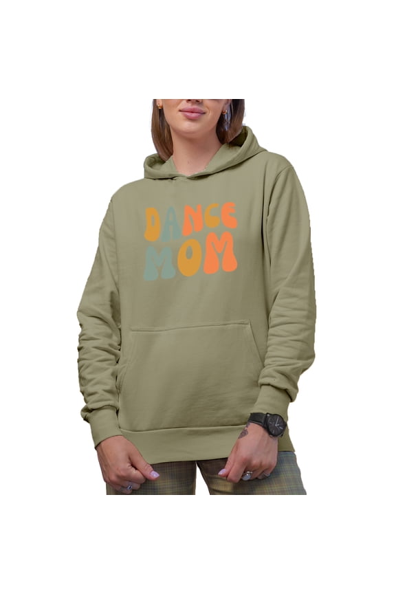 Dance Mom, Title for Dancer Mother, Mama or Mommy, Groovy Retro Wavy Text Merch Gift, Sand Hooded Sweatshirt or Hoodie, Large