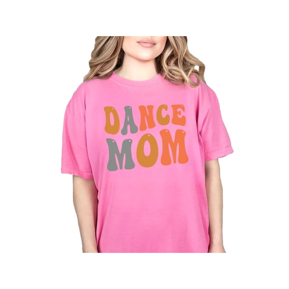 Dance Mom, Title or Name for Dancer Mother, Mama or Mommy, Groovy Retro Wavy Text, Crunchberry Comfort Colors T-Shirt, Large