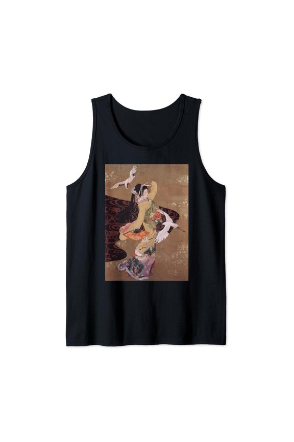 Dance Of Cranes Japanese Retro Art Tank Top Size S-3XL