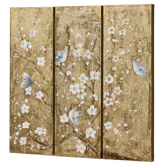 Dance Partners Canvas Triptych Wall Art Gold And White Tones Set of 3