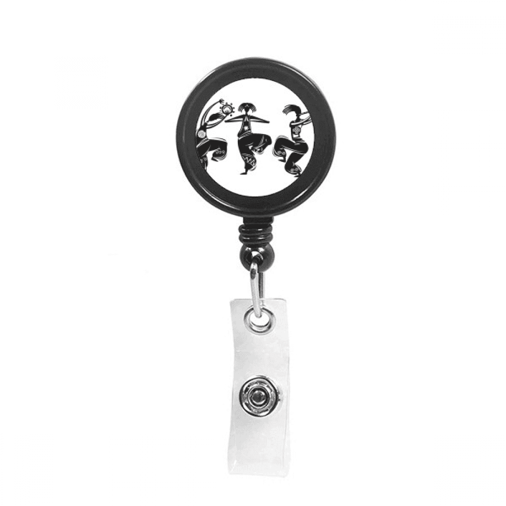 Dance People Mexico Totems Mexican Flute Retractable Keychain Badge Holder ID Badge