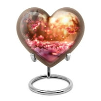 Dance of Petals in Golden Hour Small Urns For Human Ashes Adult - Heart Small Urn for Human Elegance - Heart Heart Shaped Keepsake for Adult Males - Cremation Urn (3inch,1Pcs)