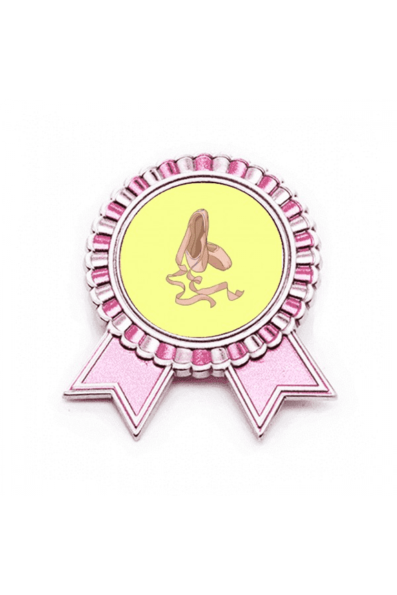 Dance Pointe Shoes Perforng Garment Badge Brooch Pin Pink Winner Award Medal