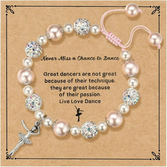 Dance Recital Gifts for Women, Dancing Sparkle Pink Dance Bracelet for Dance Lover Team, Ballerina Gift for Ballet Dancer, Dancing School Competition Gifts for Ballet Friends Mate