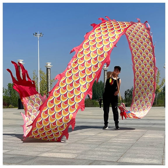 Dance Ribbon Dragon Poi, Juggling Dragon Toy with Scales, 3D Colorful Kite Silk Flowy Spinning & Shaking Poi Outdoor Fitness Games for the Garden/Park/Beach