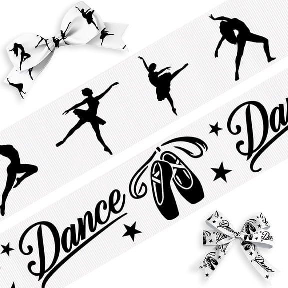 Dance Ribbon for Gift Wrapping Crafts – 2 Rolls Grosgrain Ballet Ribbon with Dance Letter
