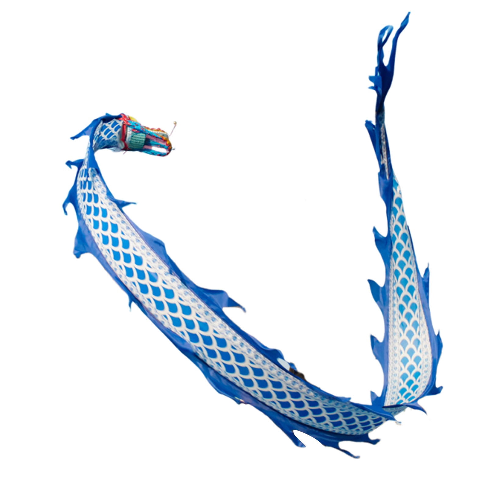 Dance Ribbons Colorful Kite with Head, Juggling Scarves Blue and White Portable Art Streamer Juggling Kite Toy with Scales, Chinese Silk Kite Ribbon for Outdoor