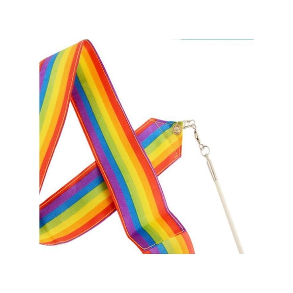 Dance Ribbons Rainbow Streamers Rhythmic Gymnastics Ribbon Baton Twirling Wands on Sticks 3pc for Kids Artistic DancingSet of 3 Dancing Ribbon With Pole