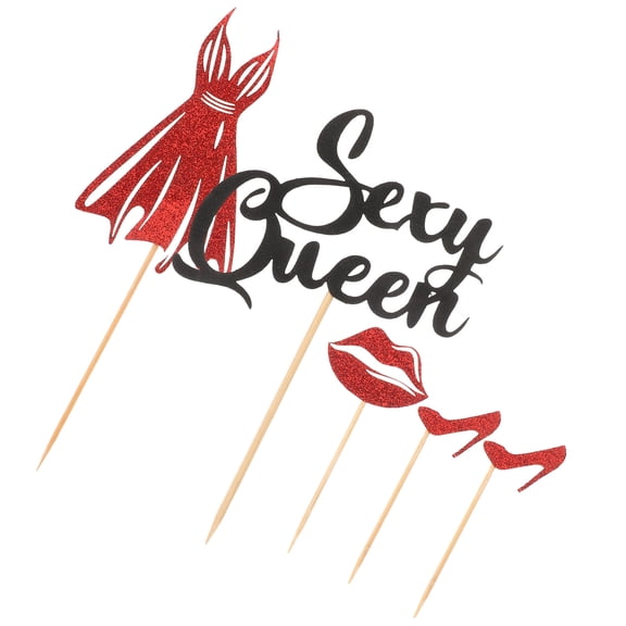 Hytrove High Heels Shape Cake Toppers Paper Black For Girls Birthday Party 1 Set 3.22x1.30x0.04in