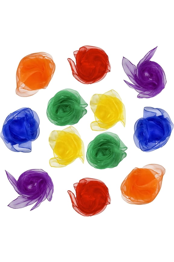 Dance Scarves for  12 count Music Scarves Dance Scarf Play Scarves for  Movement Square Juggling Silk Tricks Scarves Rhythm Band Scarves(6 Colors,24" x 24")