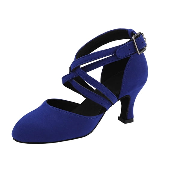 Dance Shoes For Women Pointed Toe Kitten Heel Pumps Elastic Cross Strap Knit Slip On Dress Shoes Closed Toe Party Dance Shoes Sandals