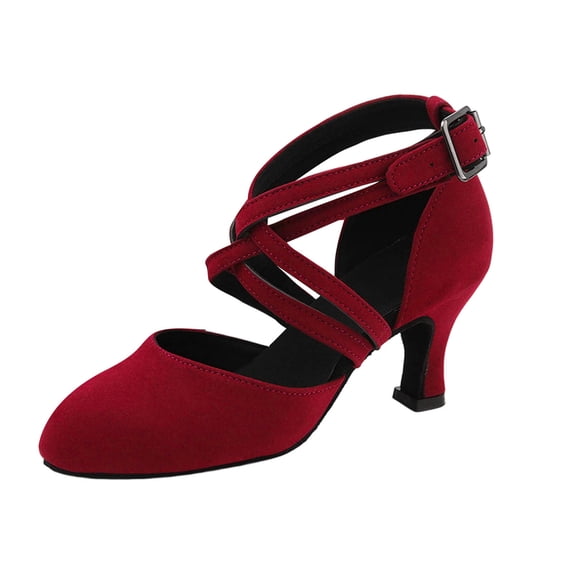 Dance Shoes For Women Pointed Toe Kitten Heel Pumps Elastic Cross Strap Knit Slip On Dress Shoes Closed Toe Party Dance Shoes Sandals