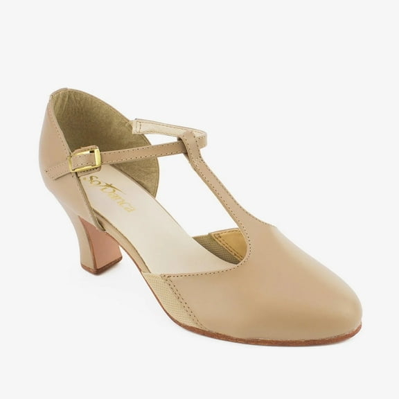 Dance Shoes So Danca Ballroom 12 Adult Tan 1.5" Heel Jazz Leather Single Strap