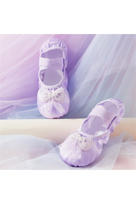 Dance Shoes with Satin Finish and Bow Accent, Soft Soles for Practice, Adjustable Straps for Secure Fit in Training and Performance