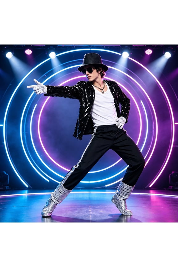 Dance Star ๐ostume for Men 80s 90s Pop Stage Outfits 5 Pcs Retro Dance Disco Suit for Adults Stage ๐๐๐ฅ๐ฅ๐จ๐ฐ๐๐๐ง ๐osplay Party Hip Hop