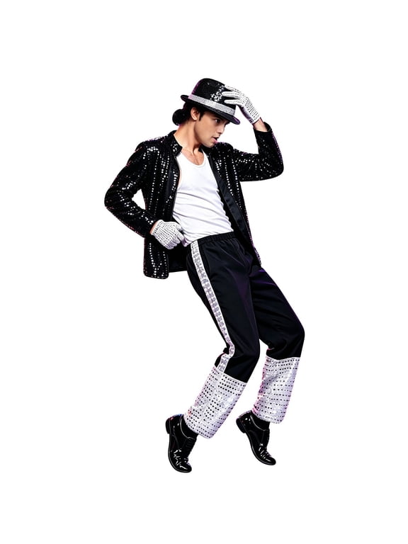 Dance Star 𝗖ostume for Men 80s 90s Pop Stage Outfits 5 Pcs Retro Dance Disco Suit for Adults Stage 𝗖osplay Party disco outfits