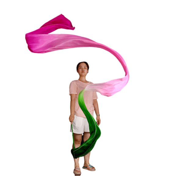 Dance Streamer Gymnastics Dancer Ribbons Bellydance Real Silk Veil Throw With Rod